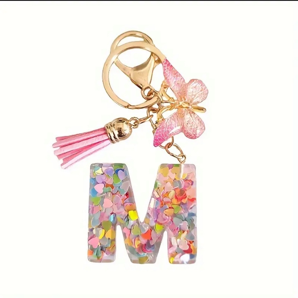 Alphabet Initial Letter Butterfly Keychain. PINK. NE…